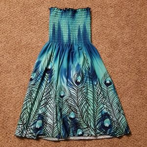 Peacock Swim Suit Cover Up / Tube Top Dress